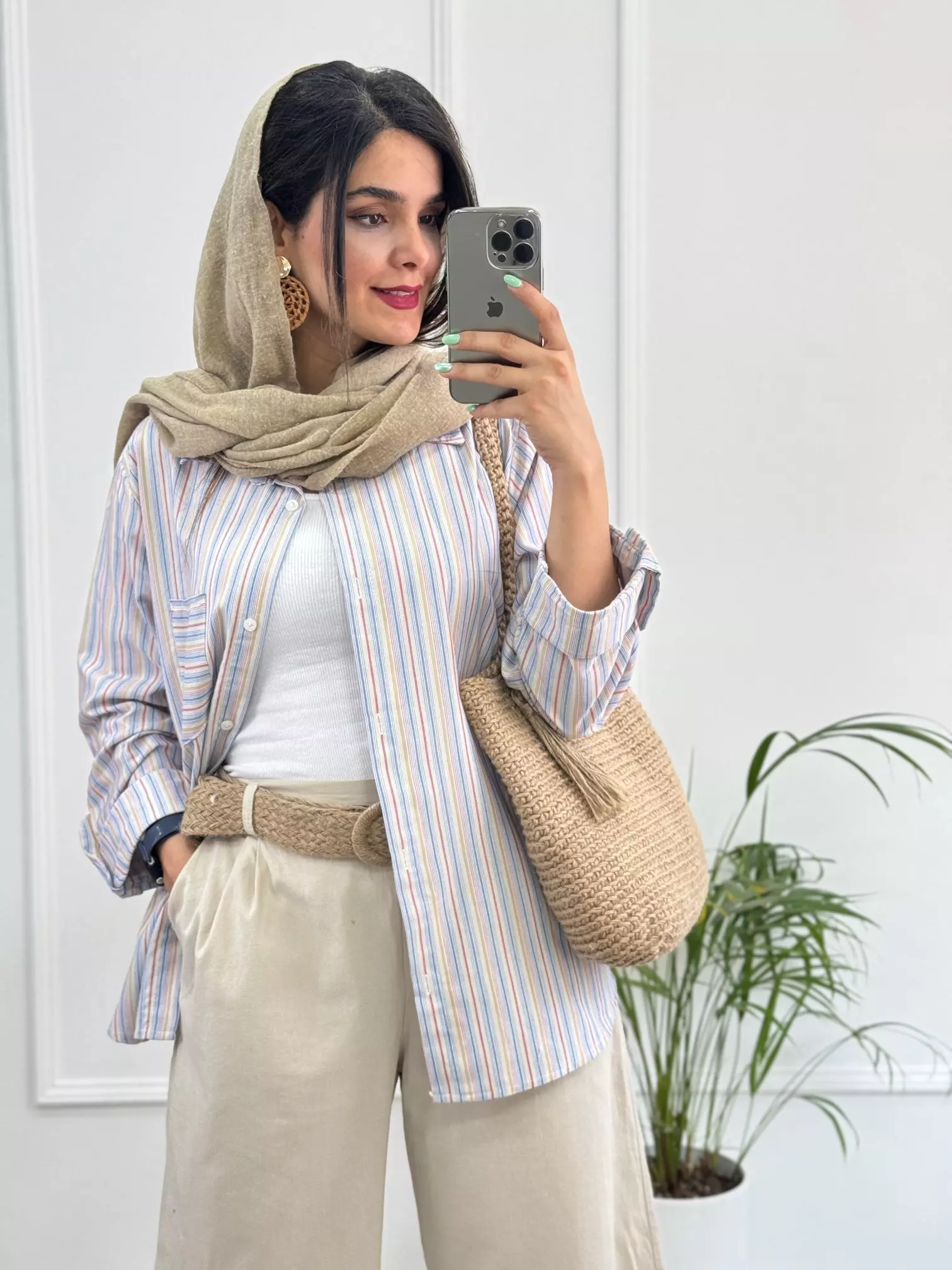 مانتو لینن راه راه آنِه