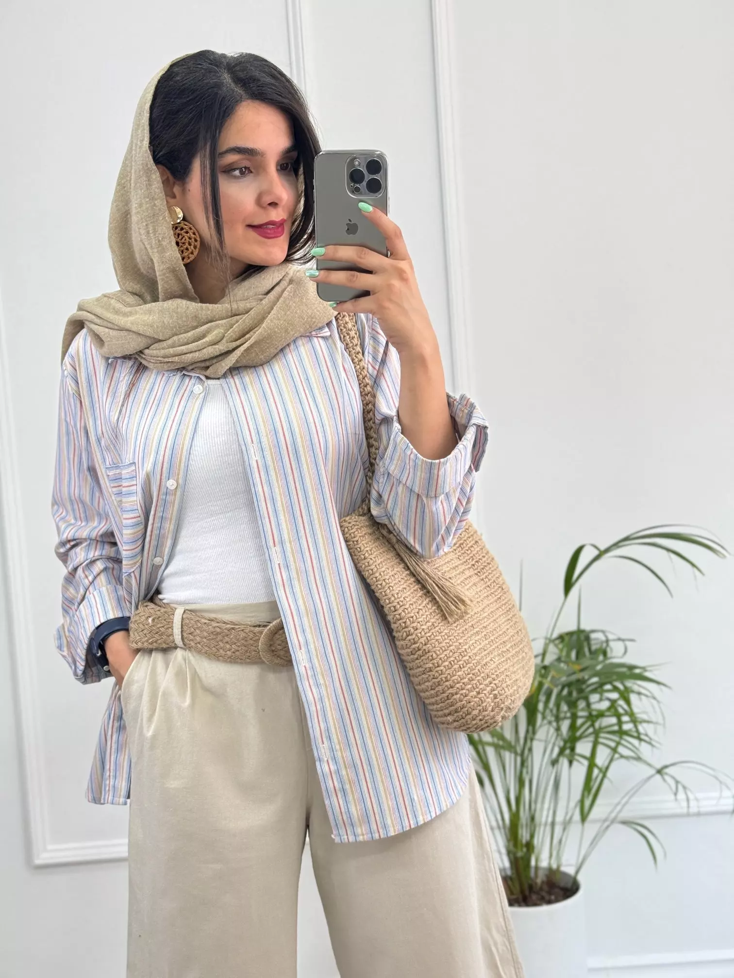 مانتو لینن راه راه آنِه
