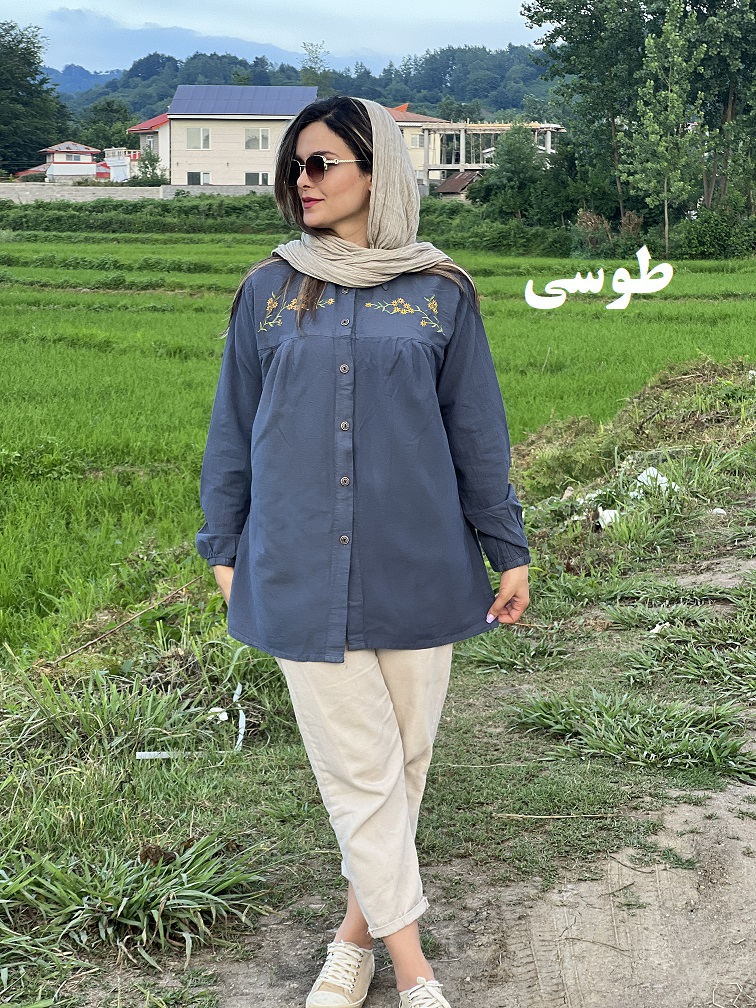 شومیز مانتویی لینن گلی