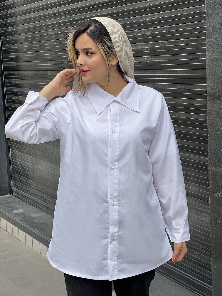 مانتو شومیزی سفید ساده 3355