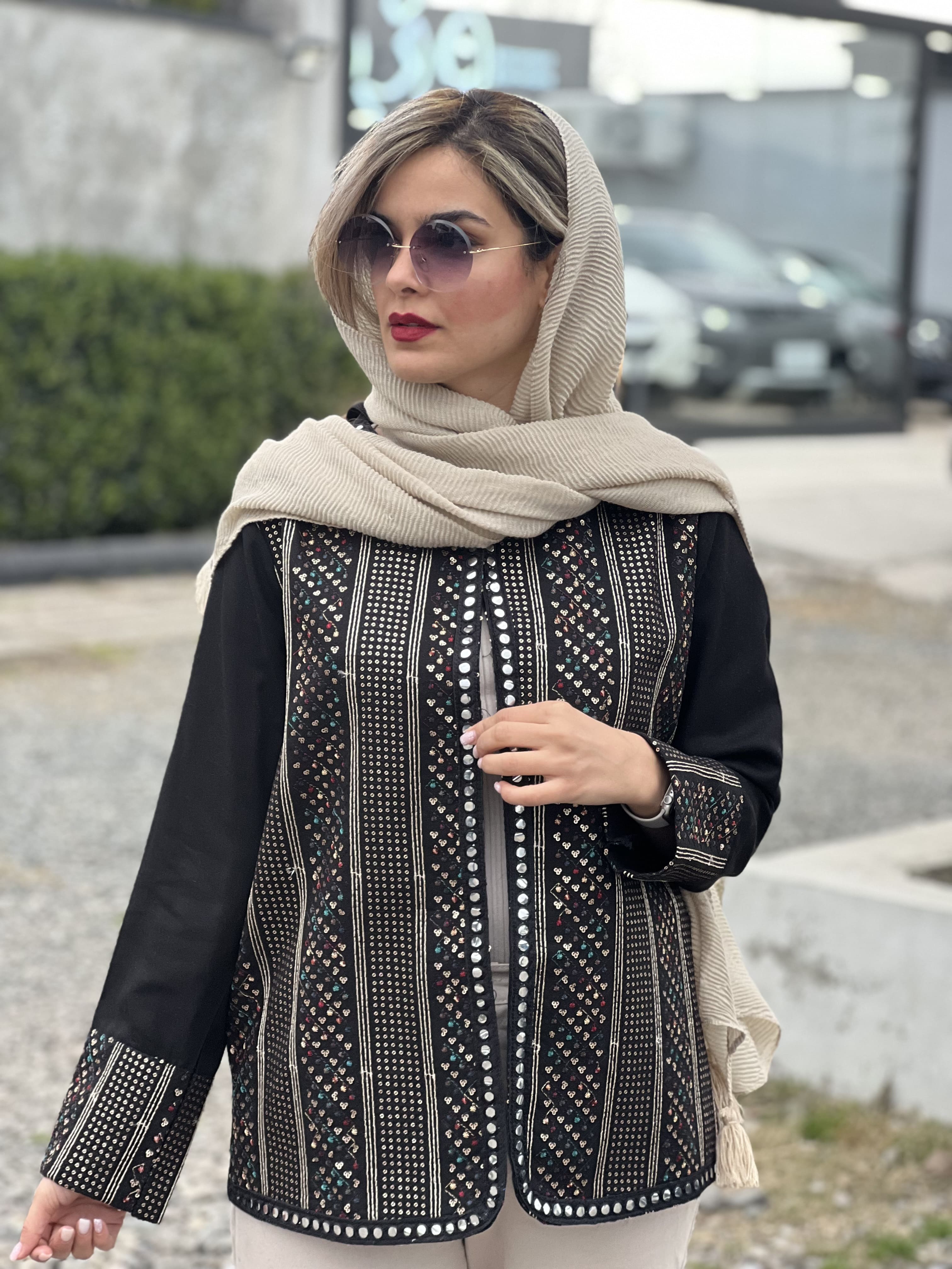کت لینن آینه کاری