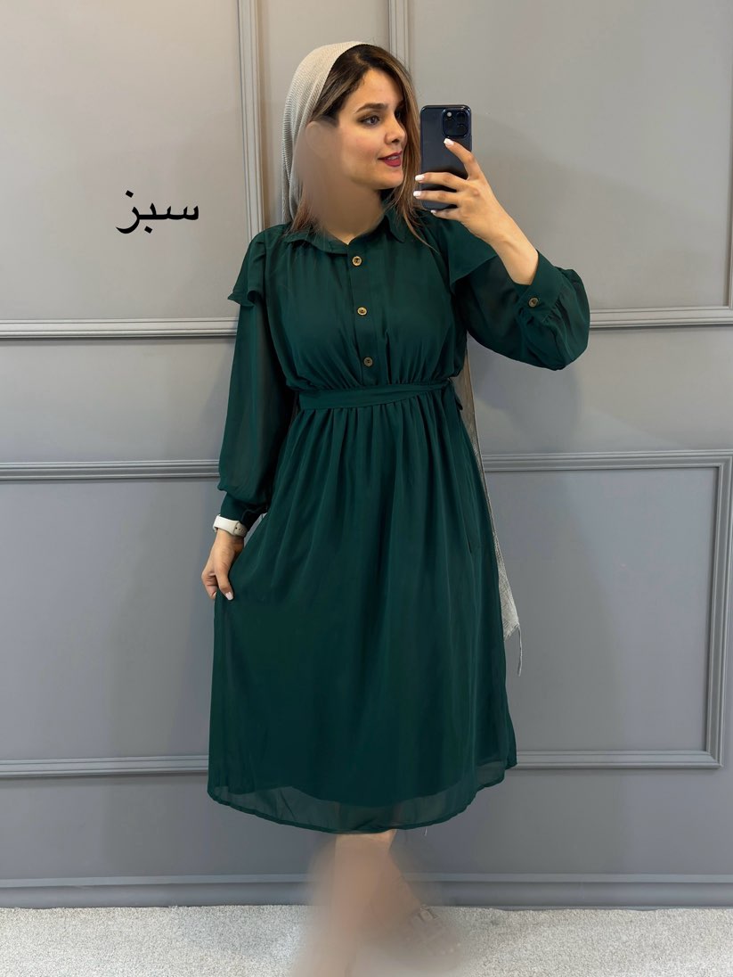 پیراهن حریر دکمه دار