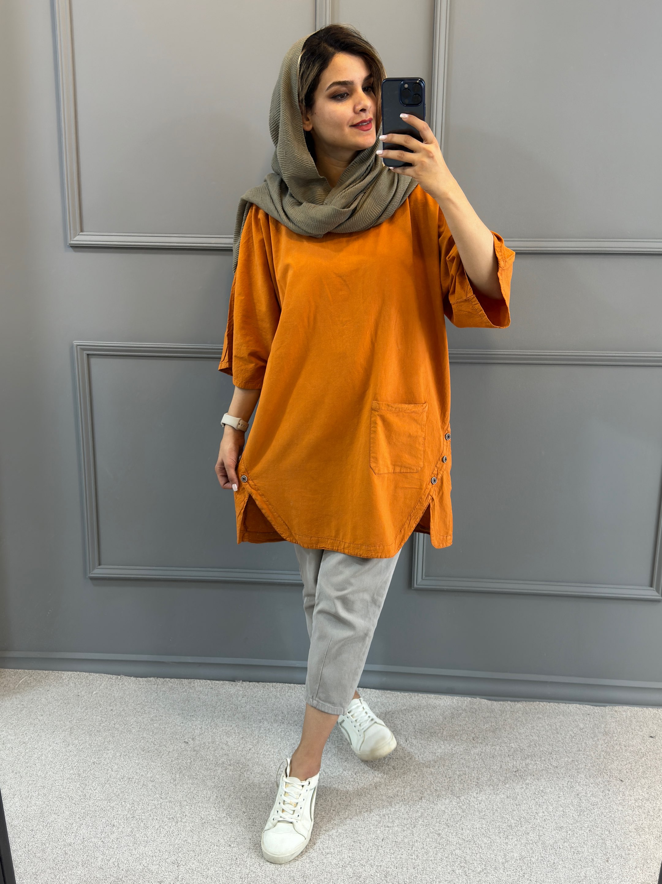 مانتو لینن بغل ( دکمه دارای ایراد جزیی)