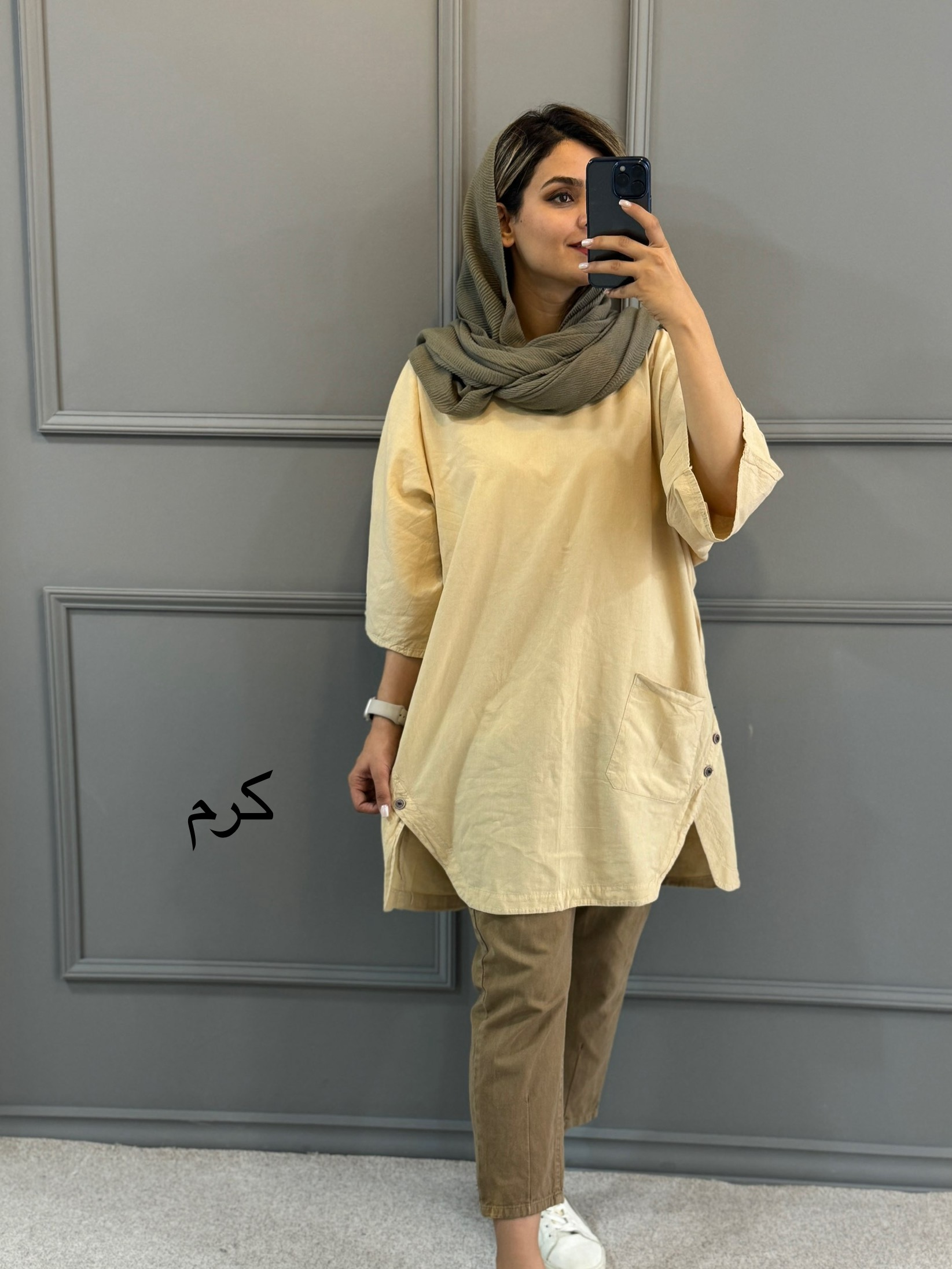 مانتو لینن بغل ( دکمه دارای ایراد جزیی)