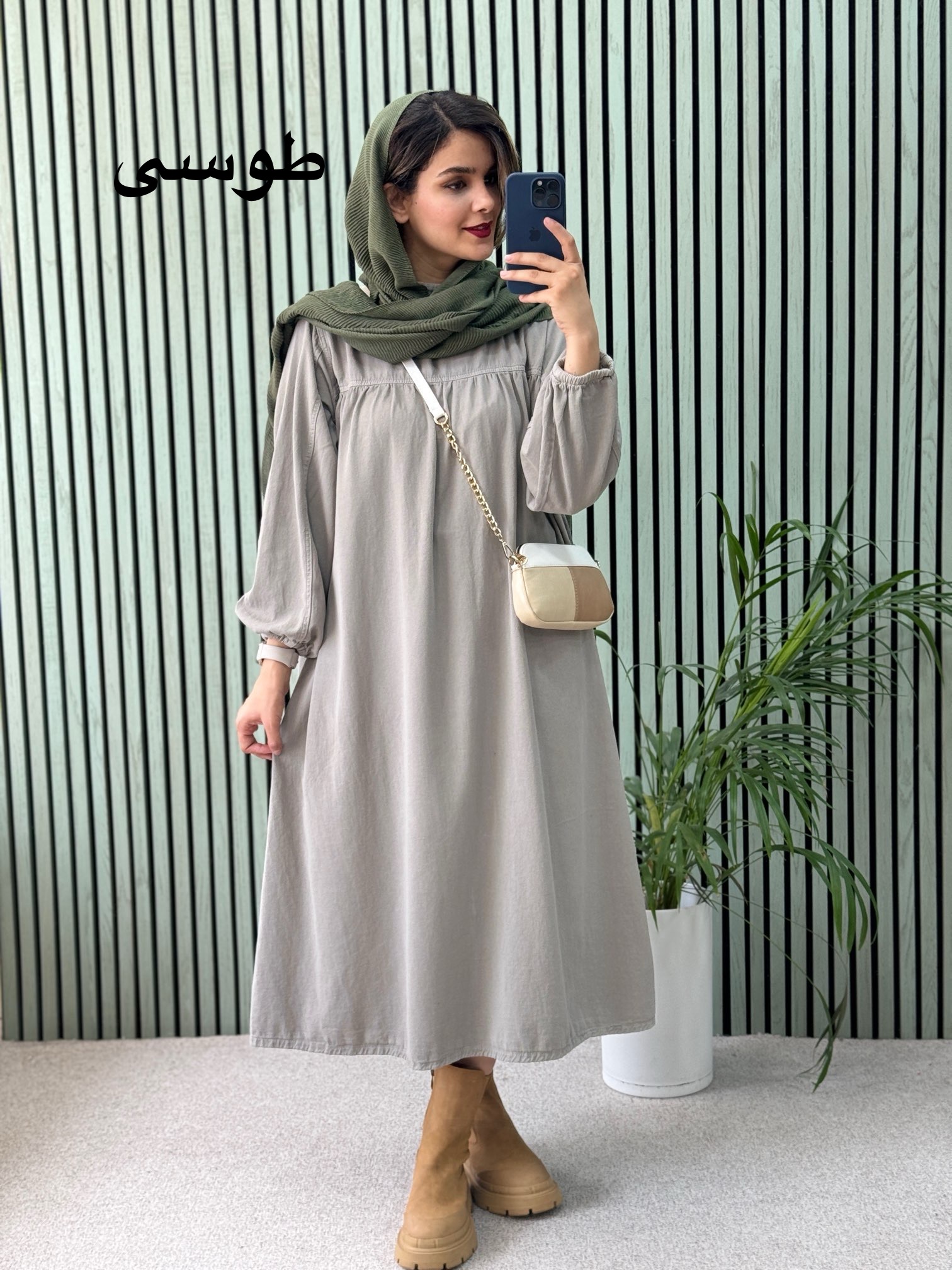 پیراهن مانتویی کتان