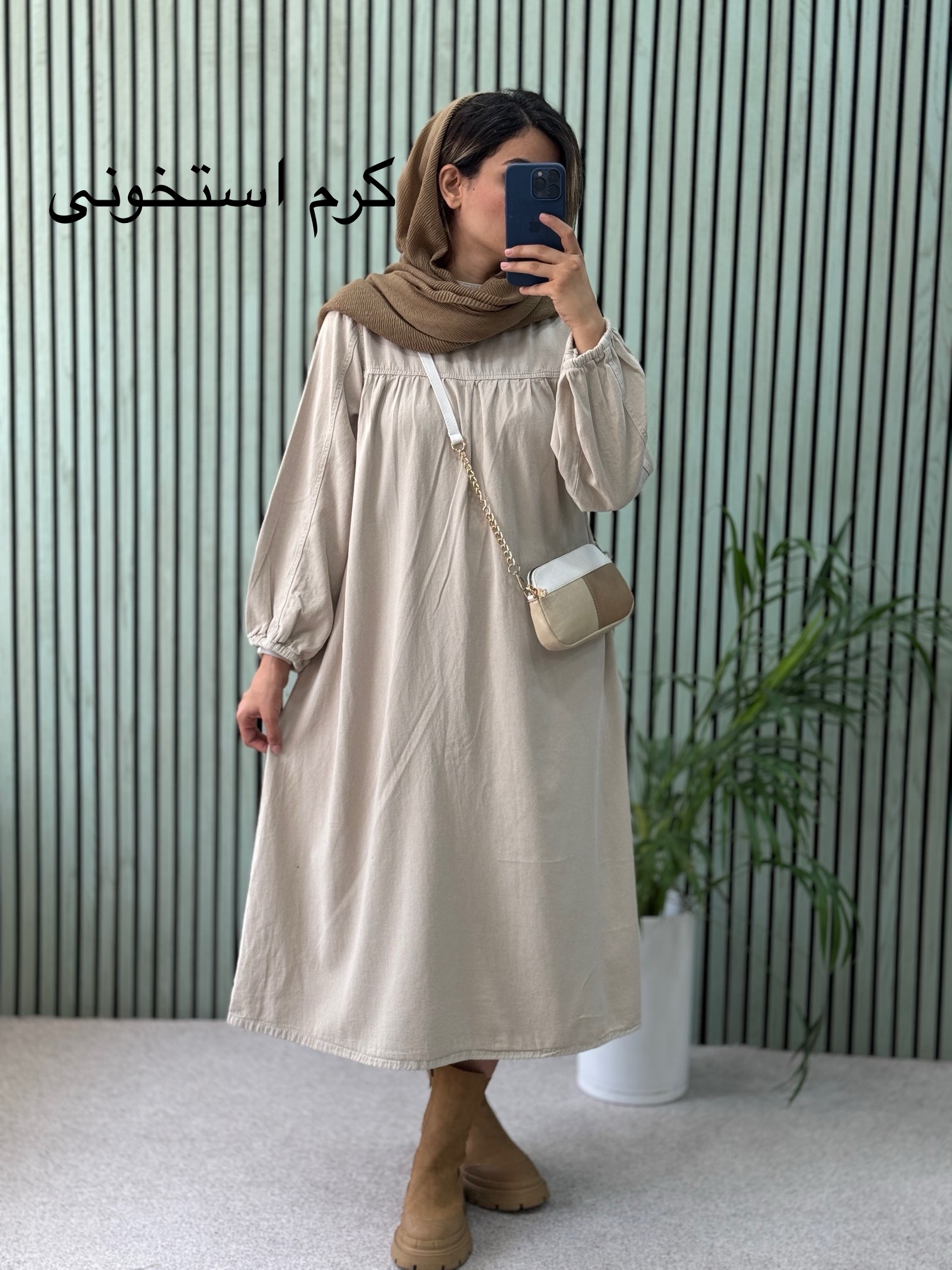 پیراهن مانتویی کتان