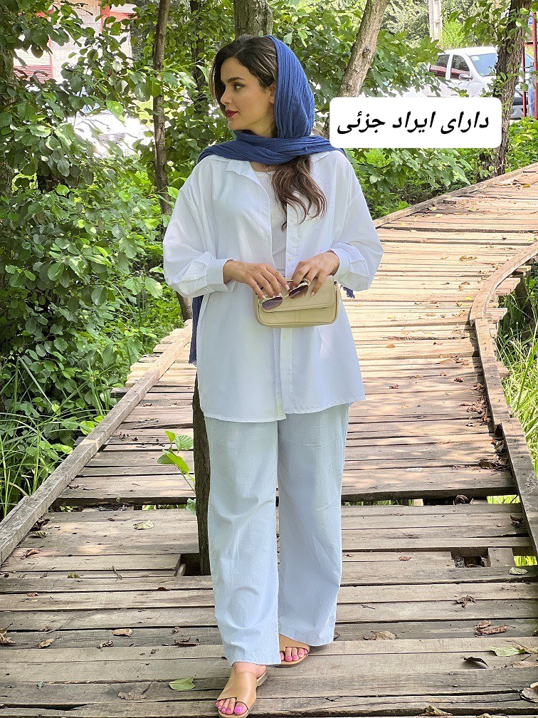 مانتو شومیز سفید ساده ( دارای ایراد جزئی )