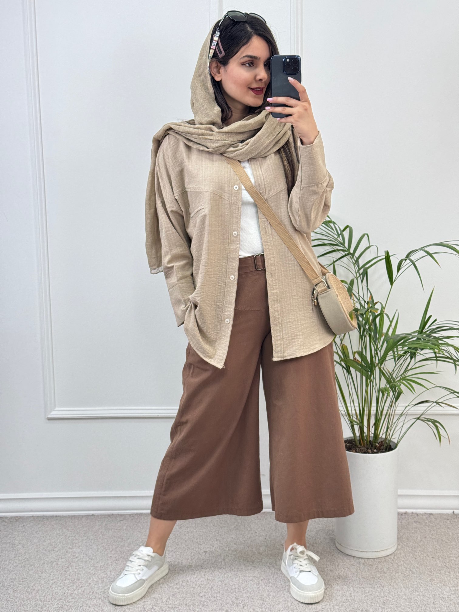 شلوار لینن واید لگ