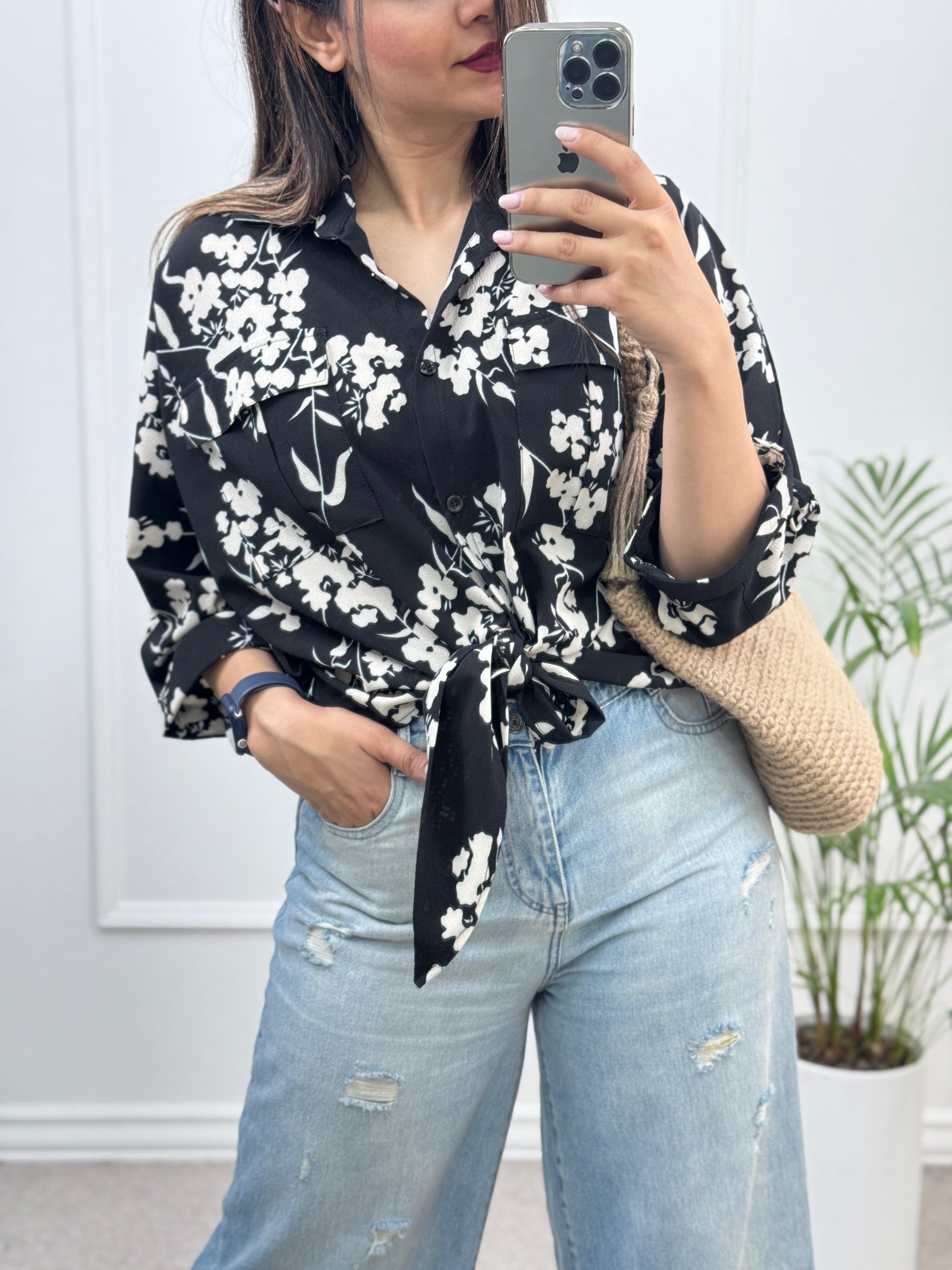 شومیز گره ای گُلی