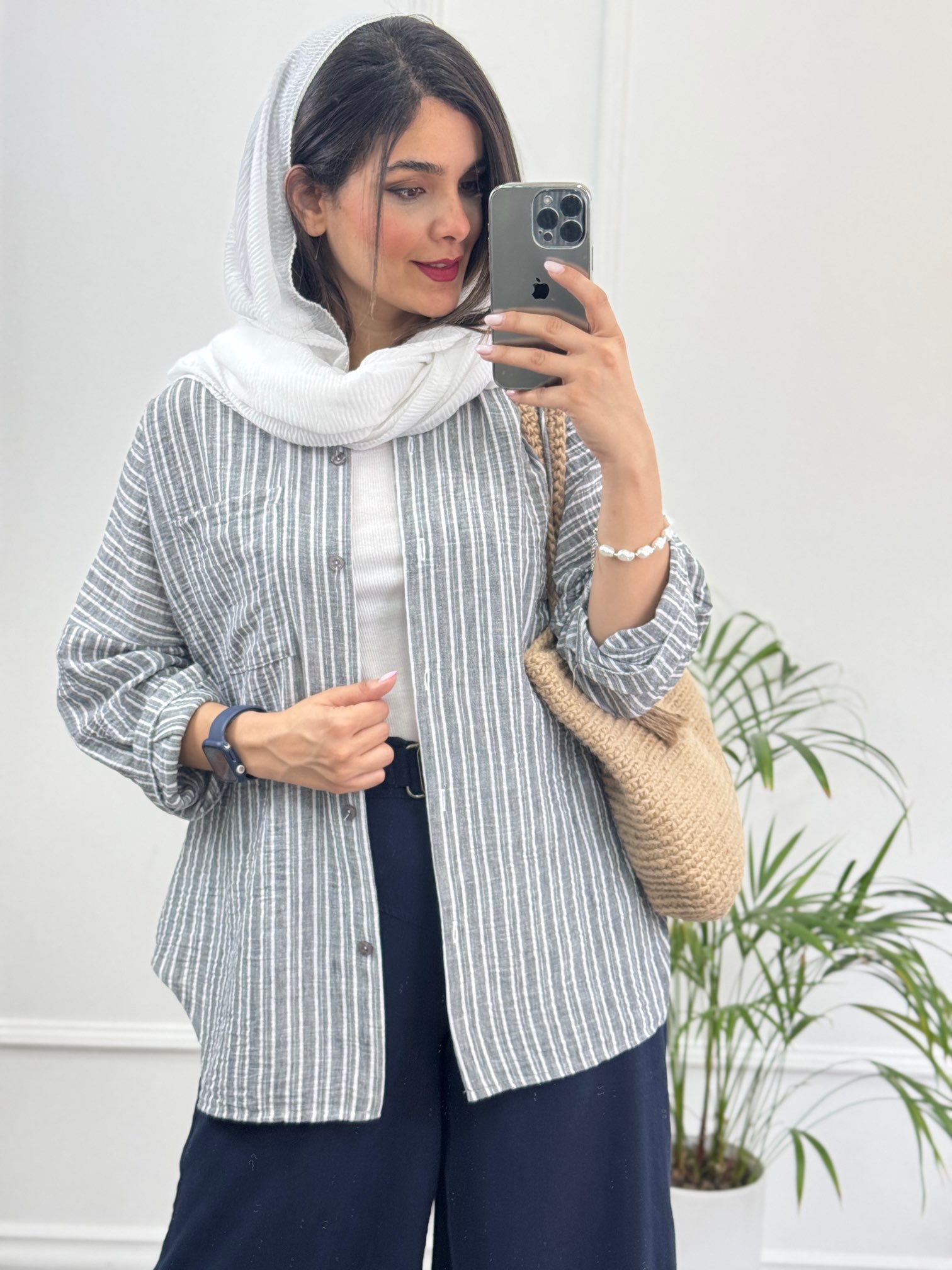مانتو لینن راه راه نازلی